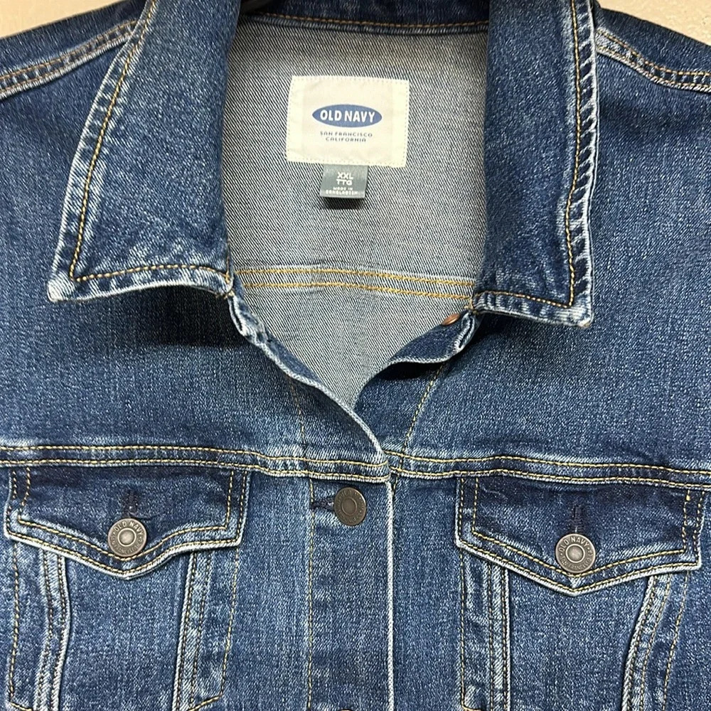 Old Navy Denim Button Up Long Sleeve Jacket Womens Size Medium 2X stretchy - Picture 2 of 9